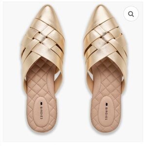 Birdies Metallic Gold Woven Mules